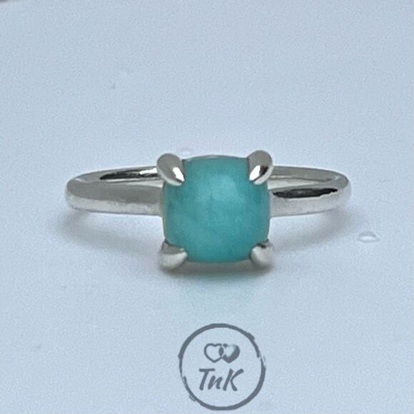 Tiffany & Co. Retired Paloma Picasso's Sugar Stack Amazonite Ring -Sz 6.5 - Picture 9 of 16